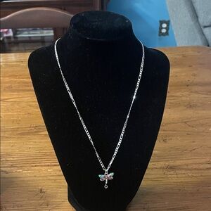 Elegant Silver Dragonfly Pendant Necklace